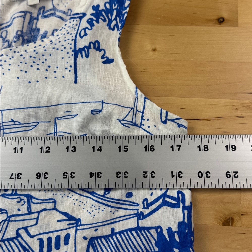 Calypso St Barth Cropped Linen Blend Button Back Tank Top Size S Blue White - Picture 5 of 7